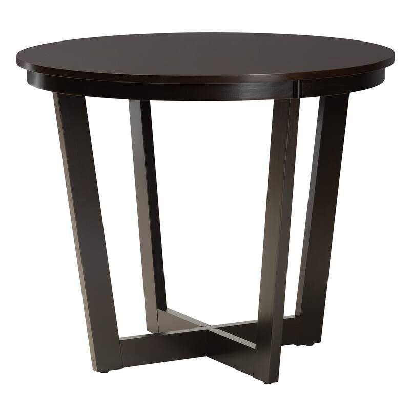 Modern 5-Piece Dining Set - Dark Brown Faux Leather & Wood Table & Chairs