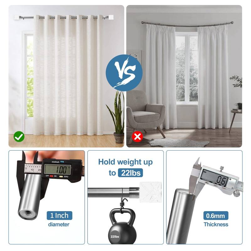 1-inch Diameter Cut Ice Adjustable Single Drapery Curtain Rod