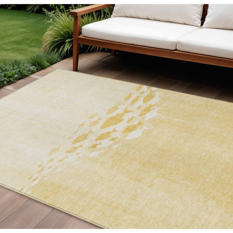 HomeRoots Nautical Transitional Rectangle Outdoor Rug - 10' X 14'