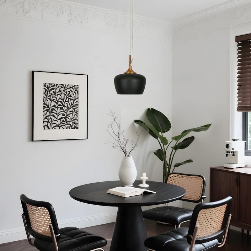 Modern Farmhouse Black Gold 1-Light Pendant Light Dome Island Lights for Dining Room