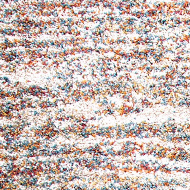 Ivory/Multi Striped Area Rug 8x10 - 8' x 10' - Ivory