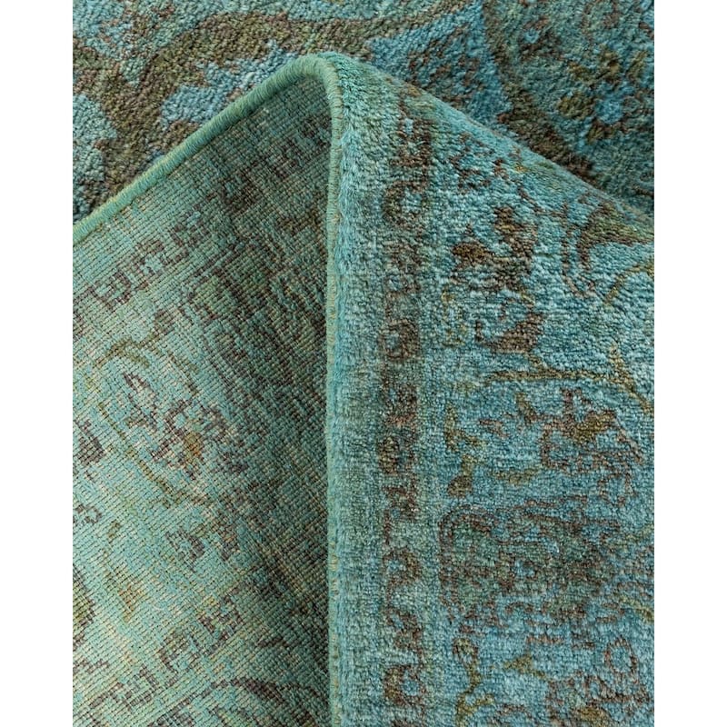 Overton Hand Knotted Wool Vintage Inspired Modern Contemporary Overdyed Blue Area Rug - 3' 1" x 5' 2"