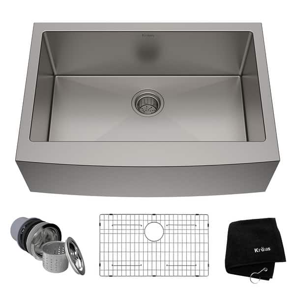 slide 2 of 14, KRAUS Standart PRO Stainless Steel 30 in 1-Bowl Farmhouse Kitchen Sink