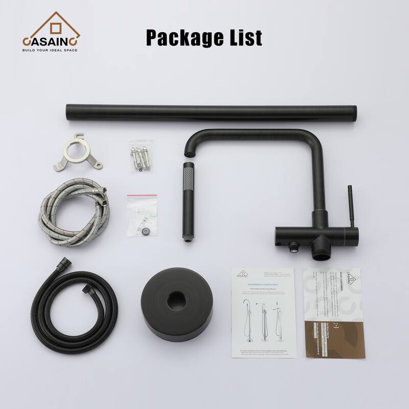 CASAINC Single-Handle Freestanding Floor-Mounted Roman Bathtub Faucet with Hand Shower