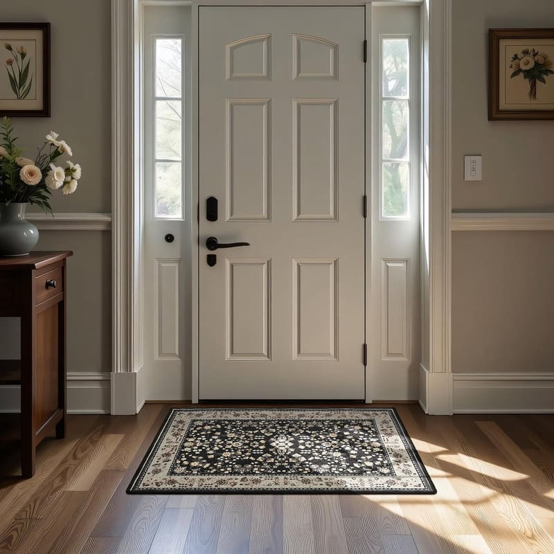 Floral Rugs for Entryway Machine Washable Area Rugs