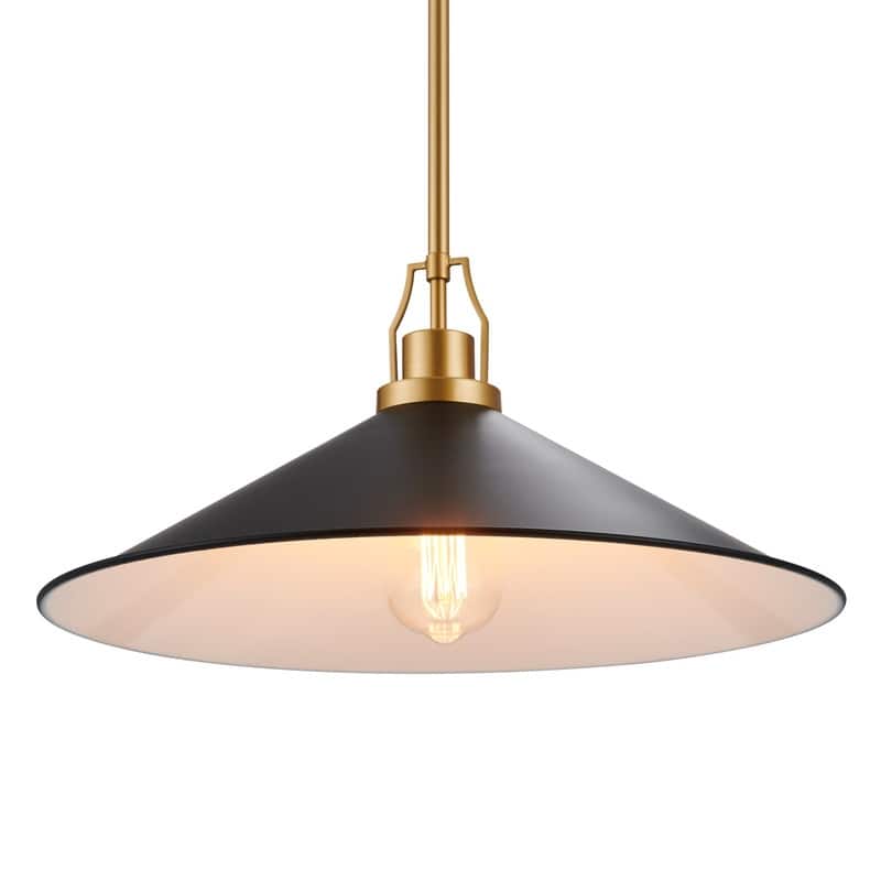 KAWOTI H52.5" Black & Gold Contemporary Pendant Light - W17" x H8"