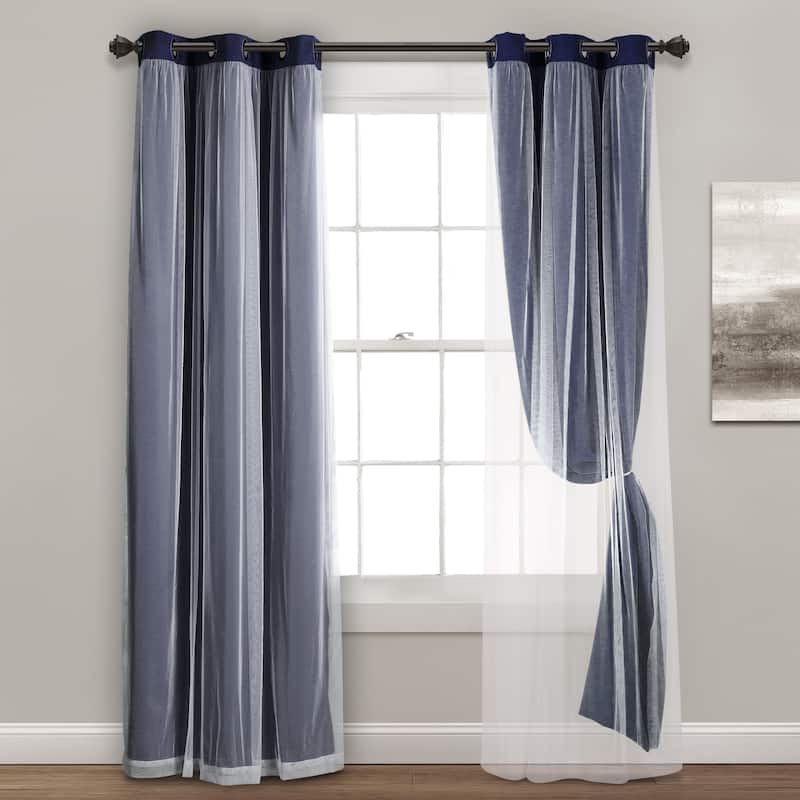 Lush Decor Grommet Sheer Panel Pair with Insulated Blackout Lining