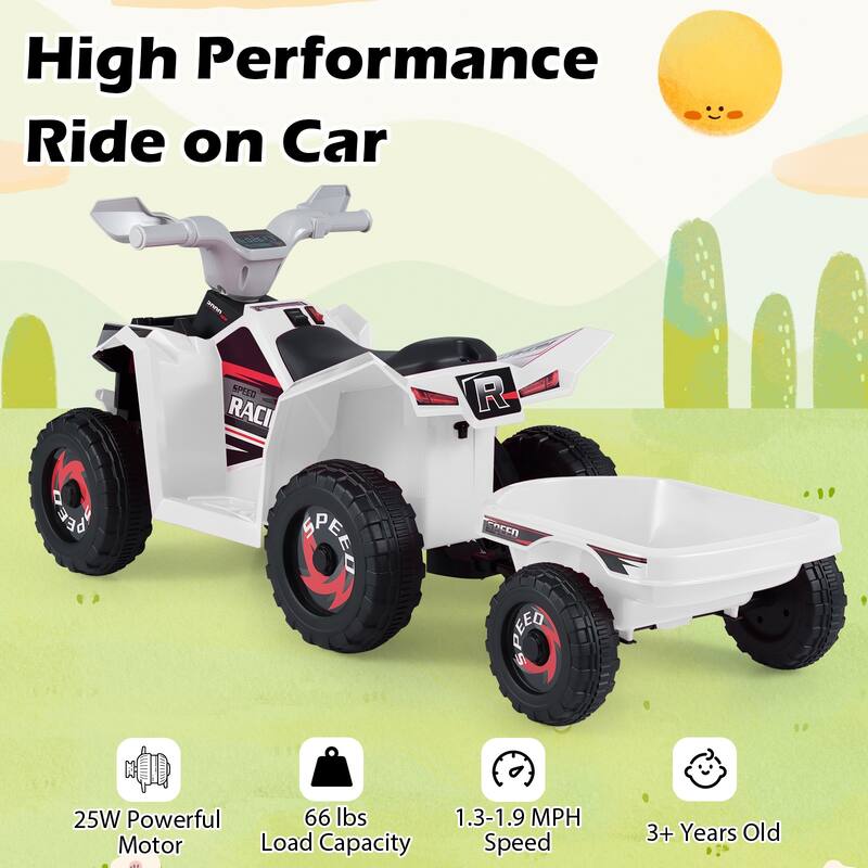 Gymax Kids Electric ATV Car 6V Battery-Powered Ride on Toy w/Removable
