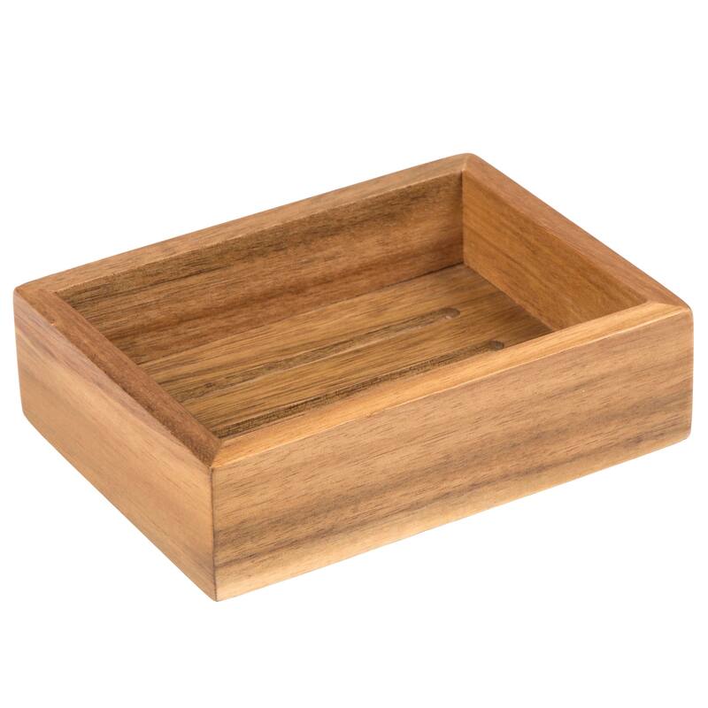 Creative Home Acacia Bath Rectangular Dish, Soap Tray, Holder - Brown