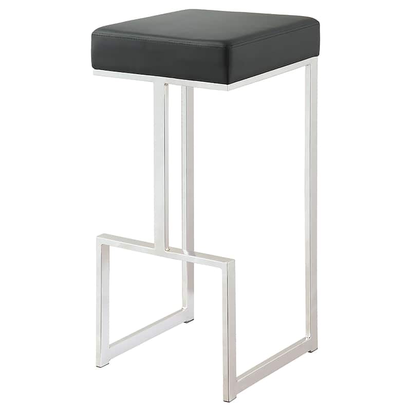 Gervase Contemporary Square Backless Stool Chrome - Black - Bar Height