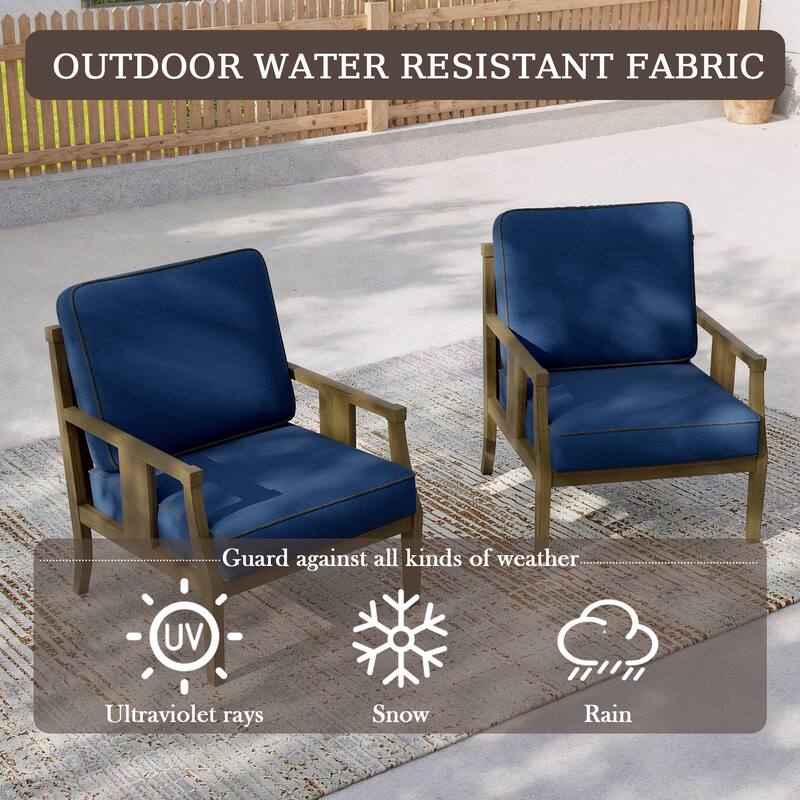 2 Set Outdoor Patio Club Chair with Cushion Patio Arm Lounge Chair