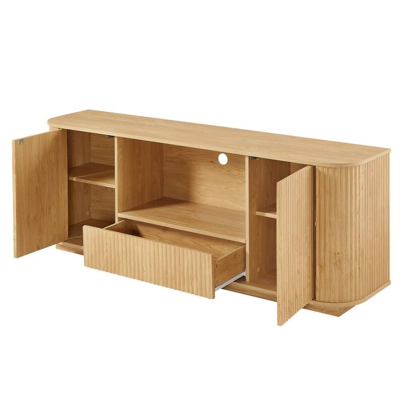 Sideboard Storage Cabinet TV Stand with wave pattern Buffet Cabinet Wooden Vertical Striped Cabinet