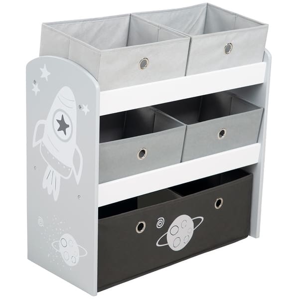 slide 2 of 6, Roba Play Shelf - Grey Space - Children's Multi-Bin Toy Organizer, Shelf Storage Cabinet With 5 Fabric Boxes, Boys & Girls