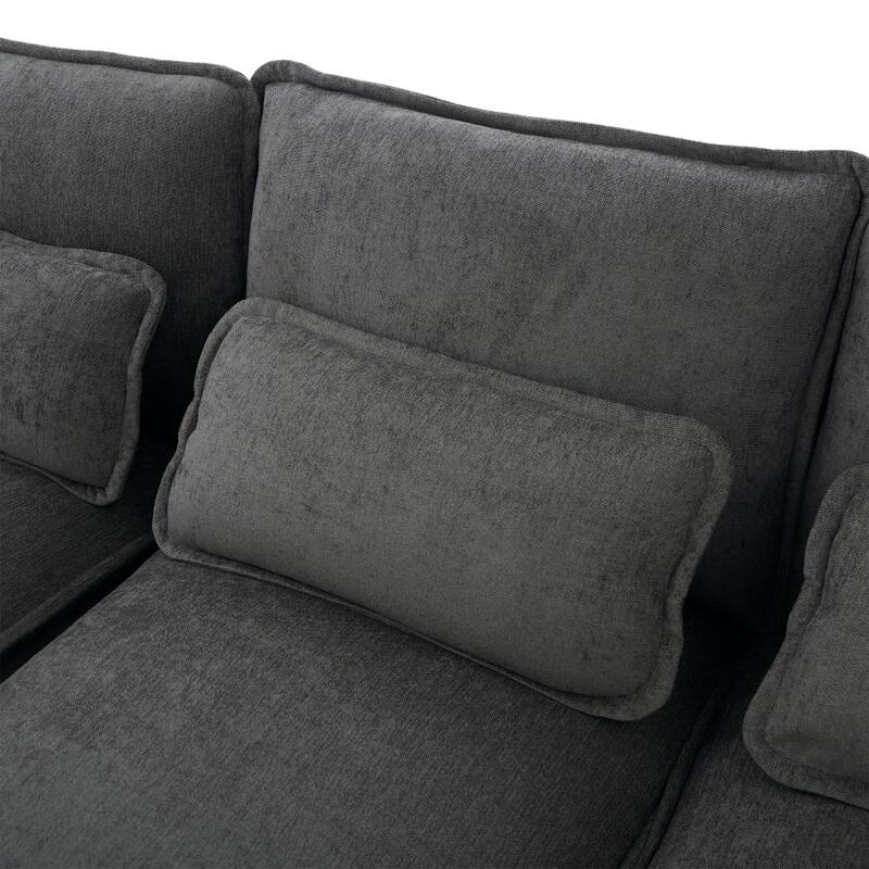 107.87" Modular Chenille Comfy Sectional Cloud Sofa with Double Chaise