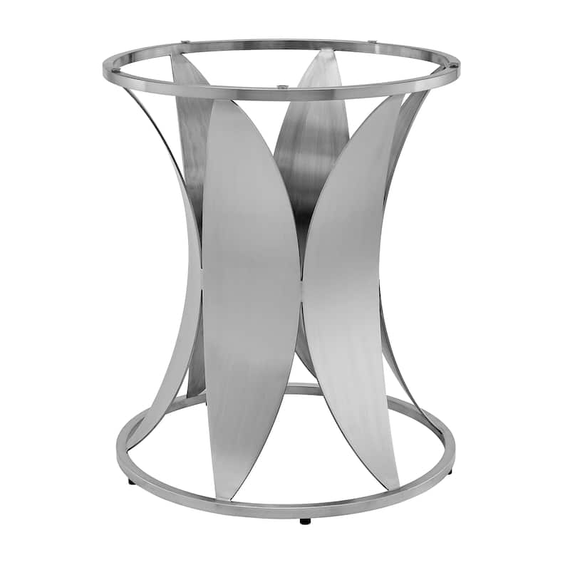 Petal Modern Glass and Stainless Steel 48" Round Dining Table with Pedestal Base