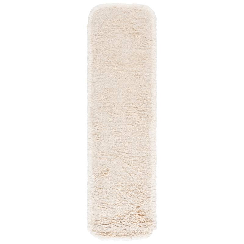 SAFAVIEH Handmade Casablanca Aoiffe Shag Wool 1.8-inch Rug - 2'3" x 8' Runner - Beige/Ivory