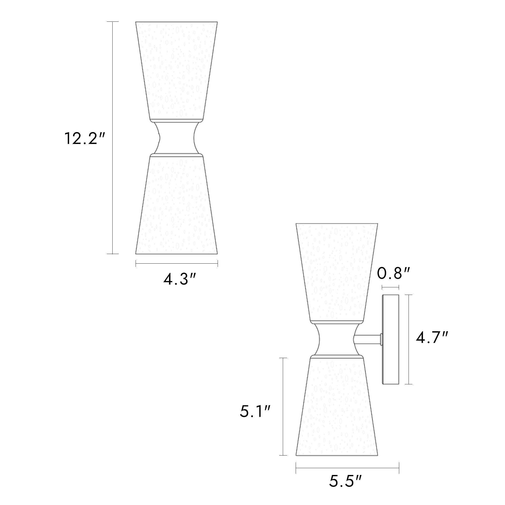 Midcentury Modern Glam 2Light Gold Cone Seeded Glass Bathroom Vanity