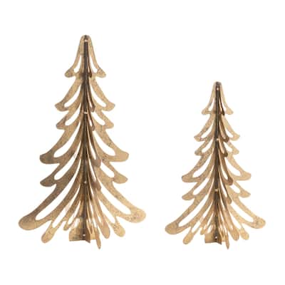 Cut Out Pine Artificial Christmas Trees - 15" - Set of 2