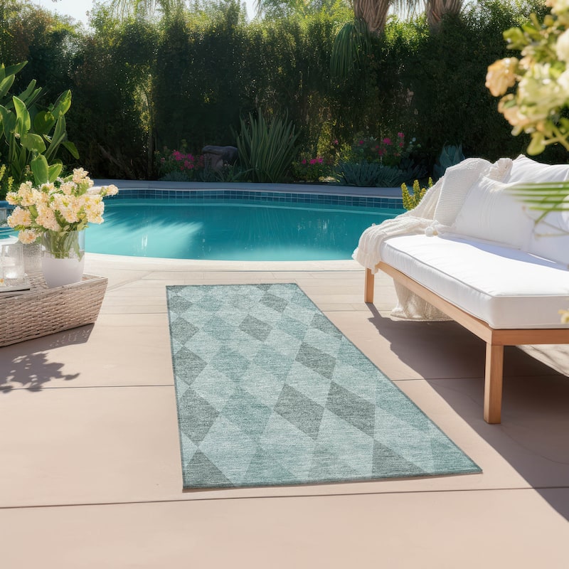 Laz Stylish Geometric Weather Resistant Blended Style Outdoor Rug