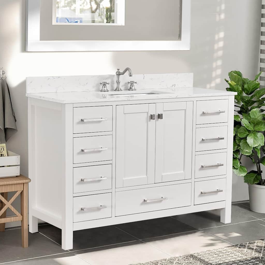 PROOX 48 inch Freestanding Bath Vanity Engineered Countertop and Ceramic Sink
