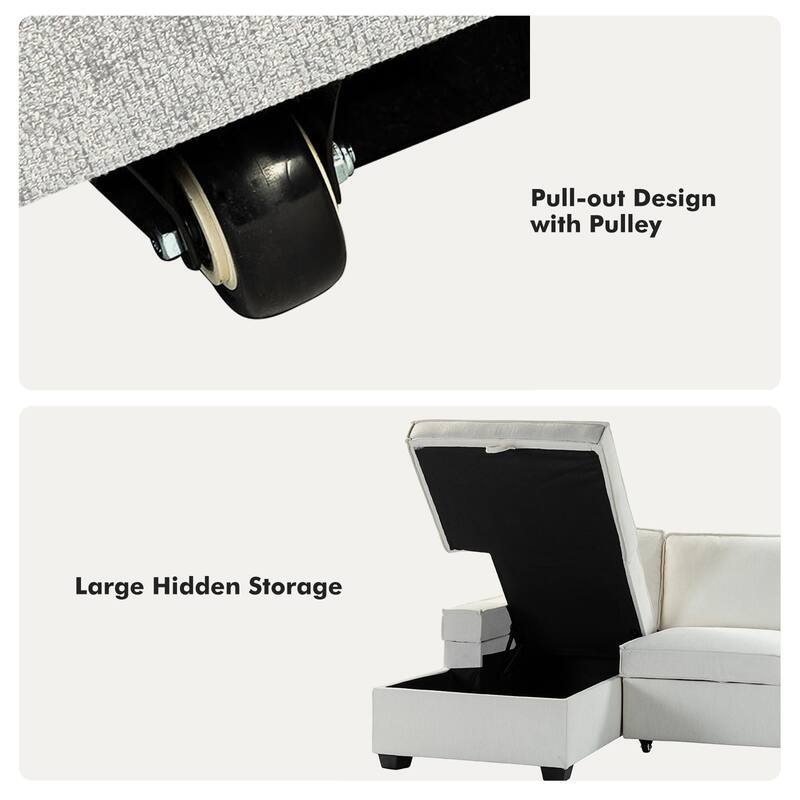 Badari Modern Pull Out Sleeper Sofa&Chaise with Storage by HULALA HOME