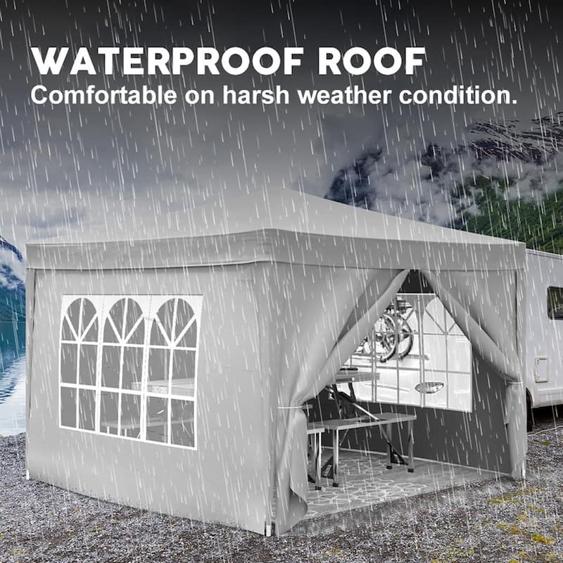 10'x10'Folding Canopy,4 Removable Sidewalls Shelter UPF 50,Gazebo Portable Tents,EZ Pop Up Canopy 4pcs Weight Bag,Carry Bag