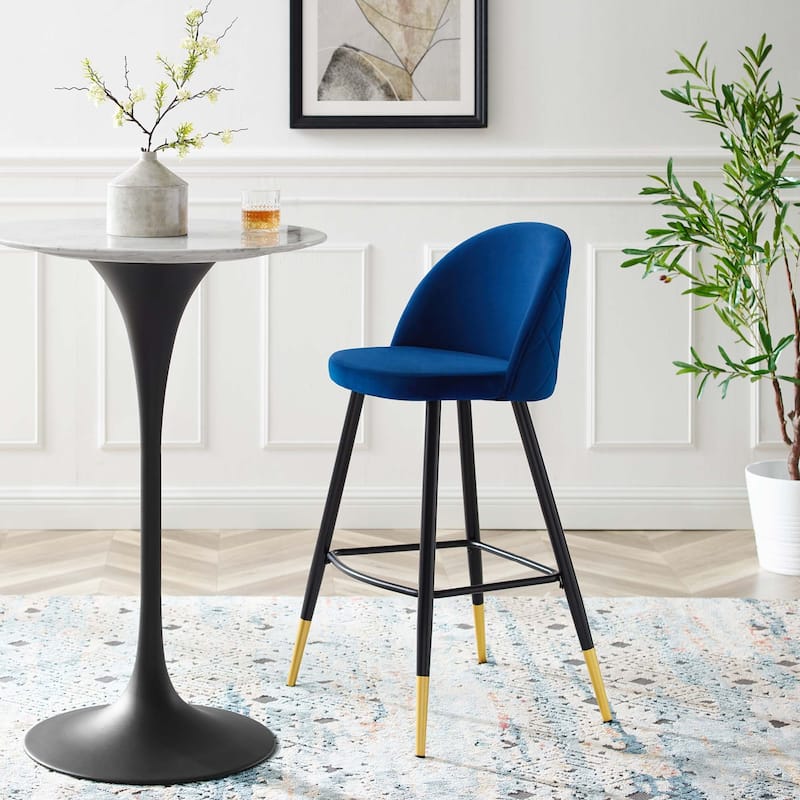 Modway Cordial Performance Velvet Dining Bar Stools in Mint, Set of 2