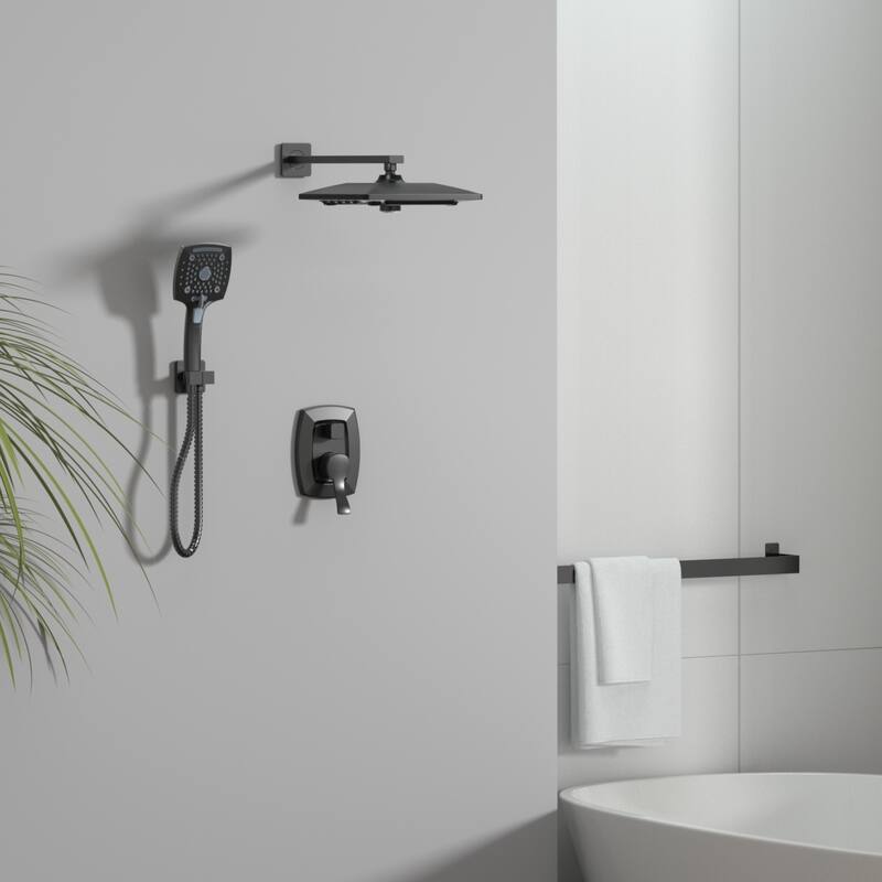 Shower Faucet Set with 10 in. Head Complete Shower System Matte Black