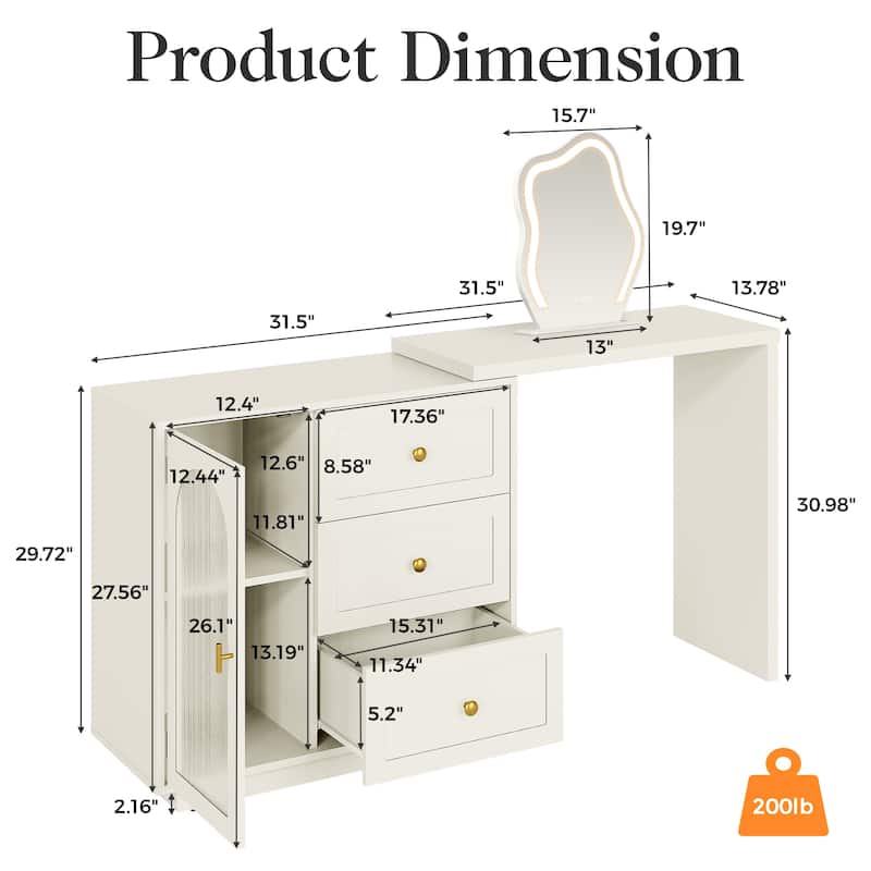 Makeup Vanity Table with LED Lighted Mirror
