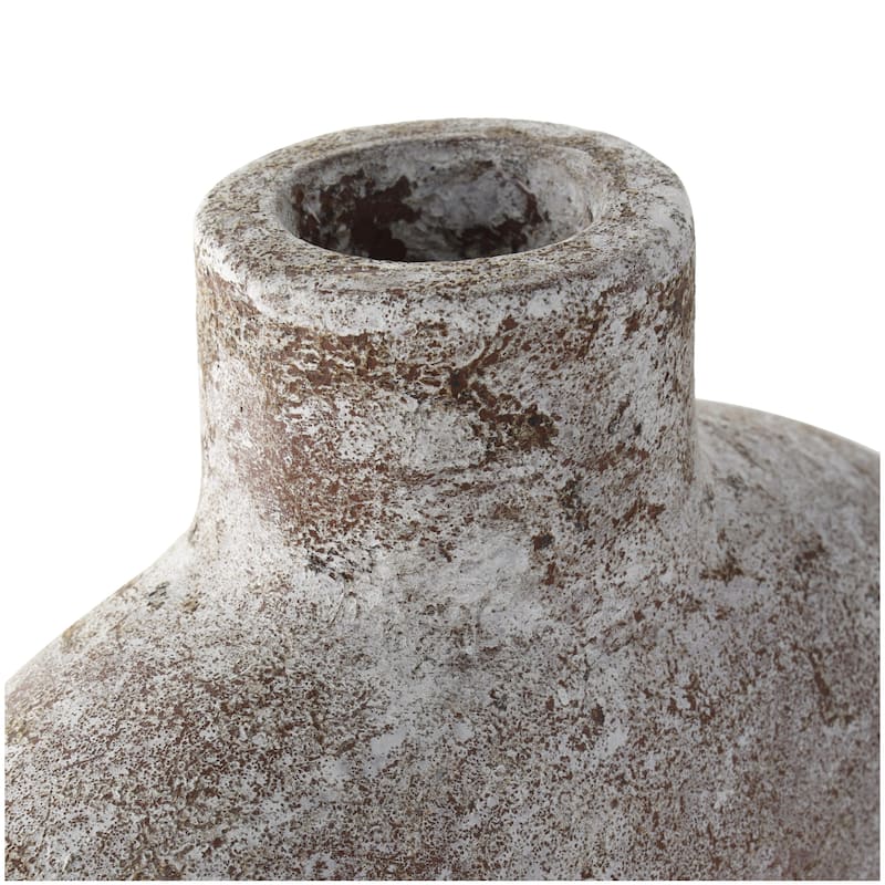 Ceramic Antique Style Textured Circle Donut Decorative Vase - Cream - Roche River Decor