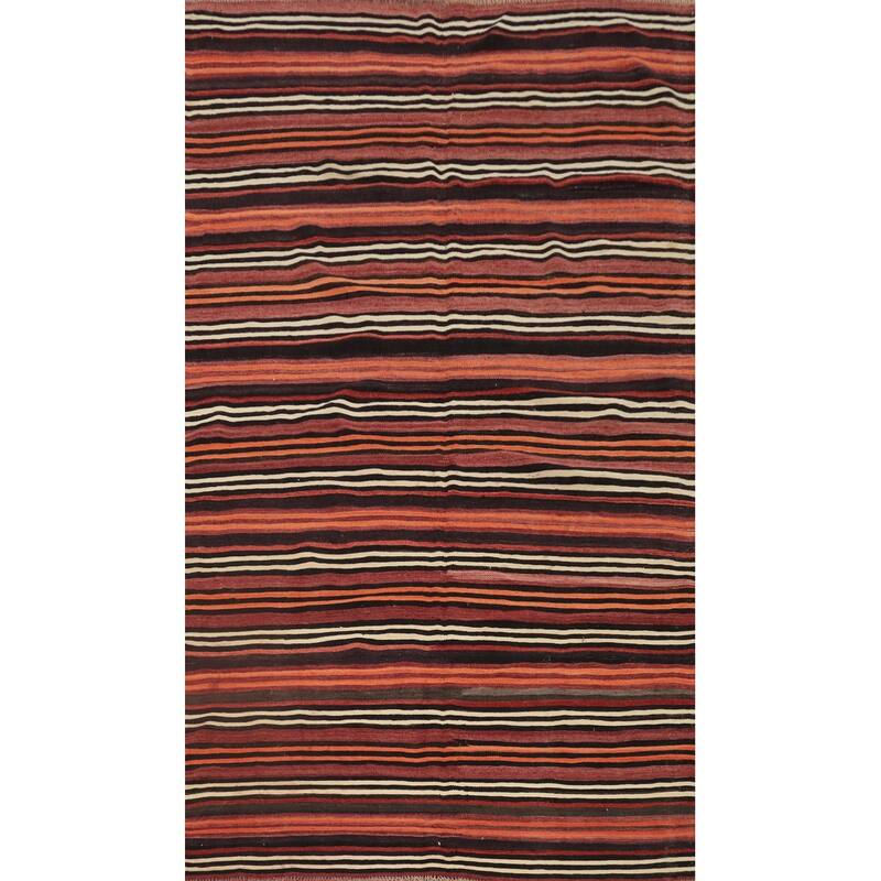 Hand Woven Oriental 100% Wool Carpet Southwestern Geometric Oranges & Rust Kilim Area Rug - 8' 1'' X 5' 0''