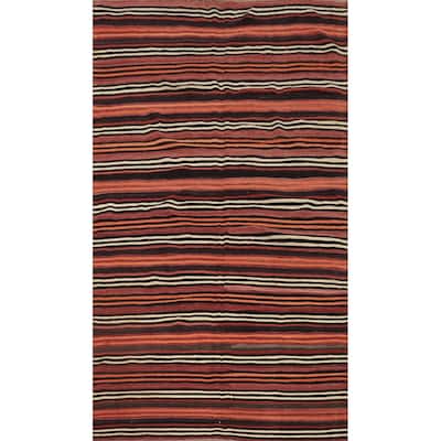 Hand Woven Oriental 100% Wool Carpet Southwestern Geometric Oranges & Rust Kilim Area Rug - 8' 1'' X 5' 0''