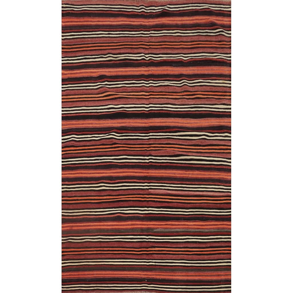 Hand Woven Oriental 100% Wool Carpet Southwestern Geometric Oranges & Rust Kilim Area Rug - 8' 1'' X 5' 0''