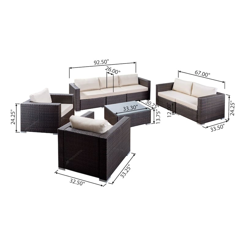 Santa Rosa Outdoor 8-pc. Wicker Chat Set by Christopher Knight Home - 8 Piece Set