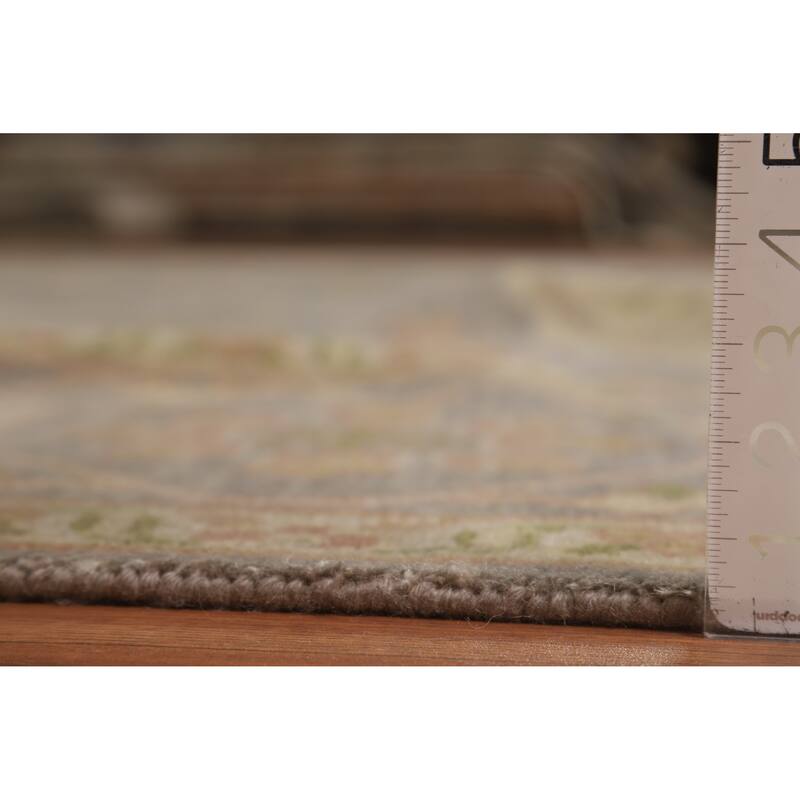 All-Over Gray Oushak Indian Area Rug Hand-Knotted Wool Carpet - 9'3" x 12'0"