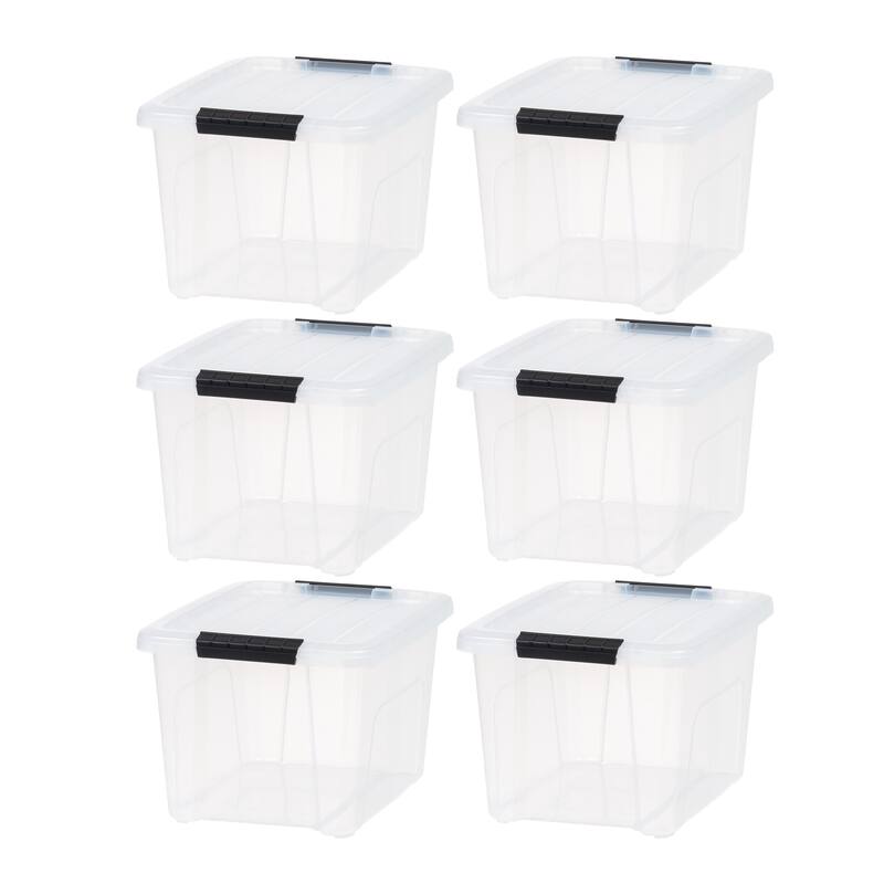 IRIS USA® Buckled Clear Box 20.5 Qt Buckle Lid - Clear - Set of 6