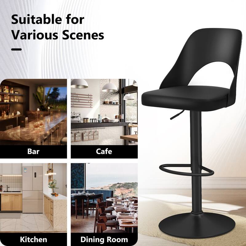 Gymax Bar Stools Set of 4 w/Enlarged PU Leather Seat Footrest Swivel