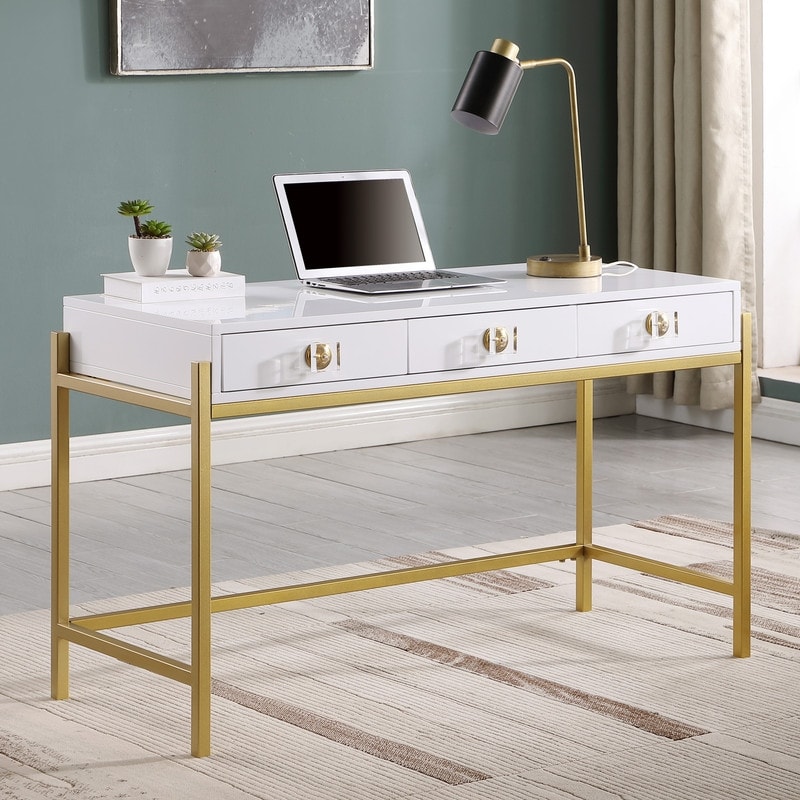 White lacquer hotsell and gold desk