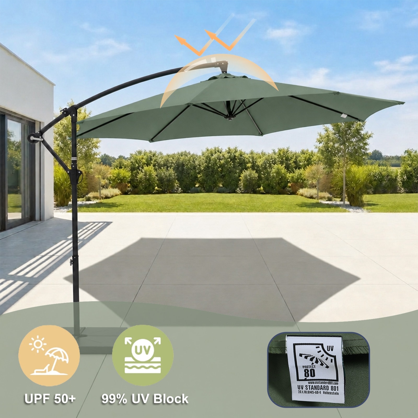 block for patio umbrella PURPLE LEAF Sunbrella 12FT Outdoor Umbrella Spectrum Denim TEX certified solution Patio Umbrella Extra Large, ,