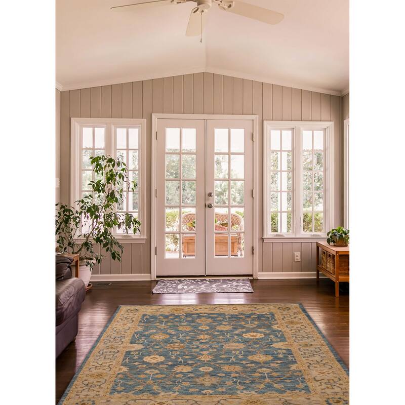 ECARPETGALLERY Hand-knotted Jules Serapi Dark Blue Wool Rug - 7'10 x 9'10