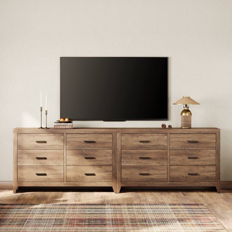 WAMPAT 6-Drawer Farmhouse Dresser - Wood Storage Chest for Bedroom & Hallway