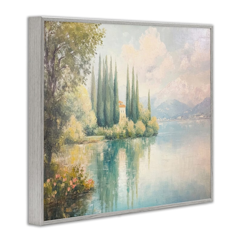 Stupell Lakeside Mansion View Framed Giclee Art Design By Petal Prints Design