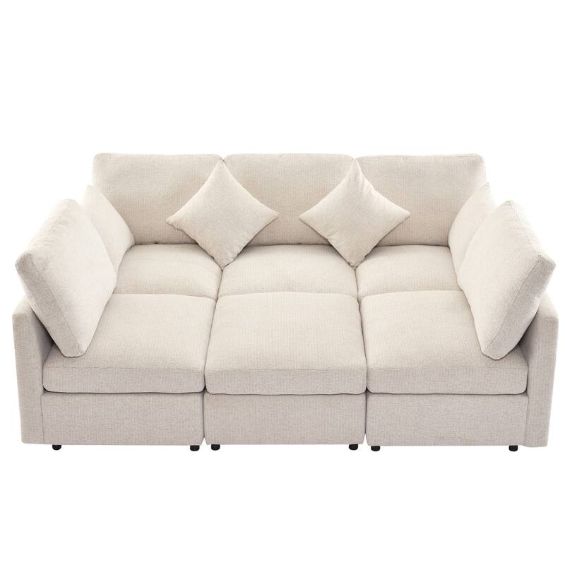 GDFStudio 85" U-shaped Sectional Modular Sofa Bed