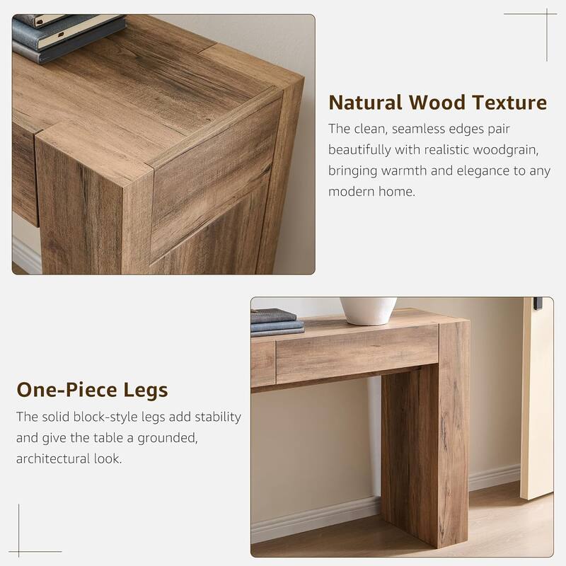 Modern Entryway Console Table, Thick Wood Sofa Table with Drawers