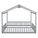 preview thumbnail 14 of 18, Double Twin Size House-Style Floor Bed with Fence and Guardrails without Door For Home