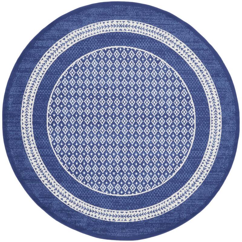 Power Loomed Distressed Geometric Modern Stain Resistant Area Rug - 96' X '96' X '0.39