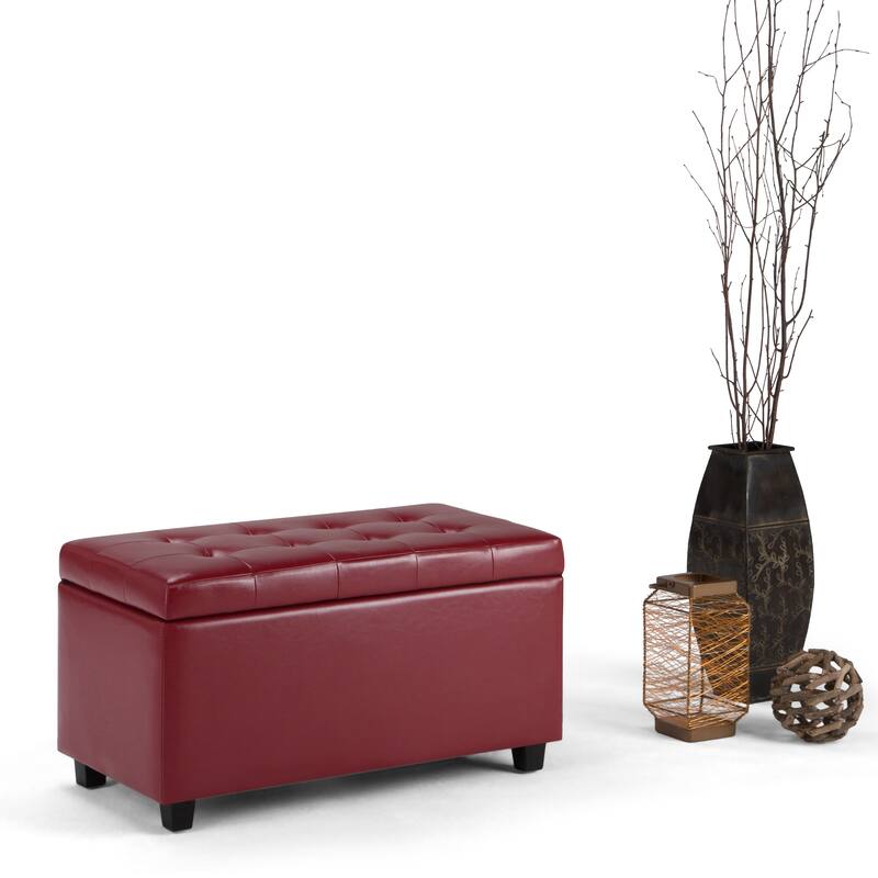 WYNDENHALL Essex 34-in. Wide Rectangular Storage Ottoman - Red