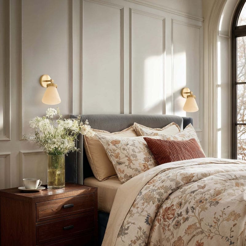 Plump Single-Arm Wall Sconce - Metal, Glass & Gold, Ivory White 1-Light Wall Sconce for Bathroom or Dining Room in Modern Style