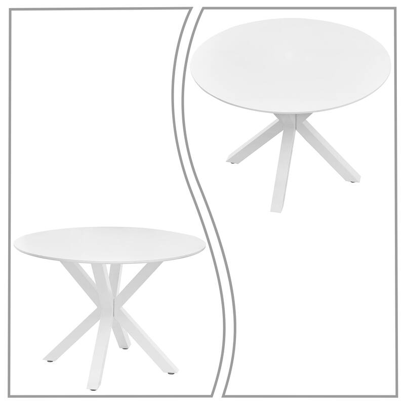 Modern Minimalist Round Dining Table with MDF Top and Metal Legs