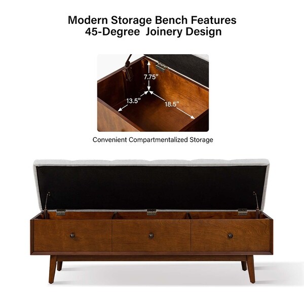 Dolly Mid-century Tufted Storage Bench with 45-degree splicing